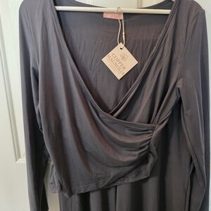 Copper Magnolia  Wrap-Style Long Sleeve Top And Wide Leg Lounge Pants